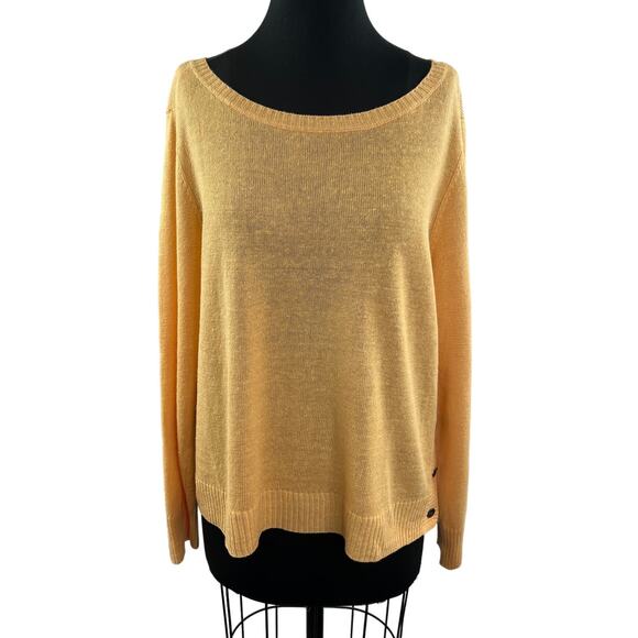 EILEEN FISHER Yellow Sweater Organic Linen Side Button Boat Neck Size X-Large XL - Picture 1 of 11